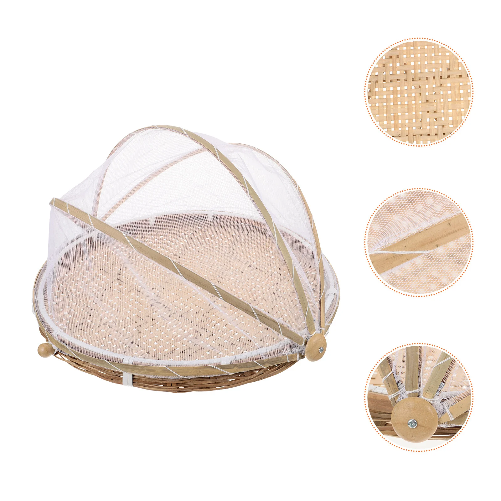 

1Pcs Bamboo Woven Anti-Mosquito Dustpan Round Basket Diameter 42cm Multi-Function Kitchen Storage Household Gift Basket