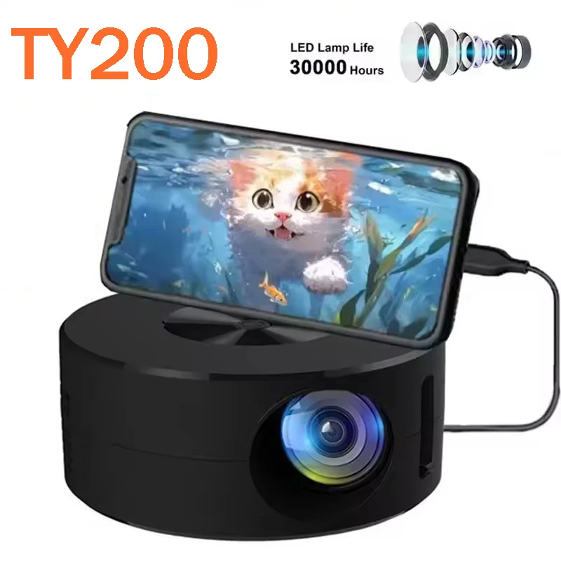 YT200 Home Projector Low Noise LCD Mini Portable Mobile for iPhone Android Same Screen Projection HD mini projector