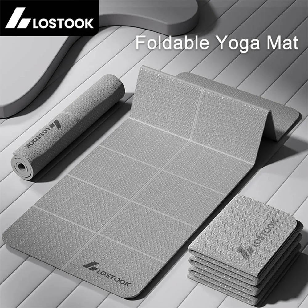 Foldable Yoga Mat Eco Friendly TPE Lightweight Double Sided Non-Slip Mat For Pilates Exercise Home Workouts