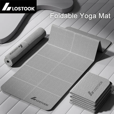 Tapete de ioga dobrável de 4 mm de espessura TPE fácil de armazenar para exercícios de viagem para ioga, pilates, treinos em casa e exercícios de chão