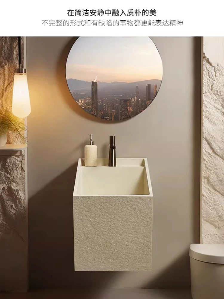 

Настенный шкафчик для ванной Wabi Sand Cream Wind: креативная тумба-умывальник малого размера