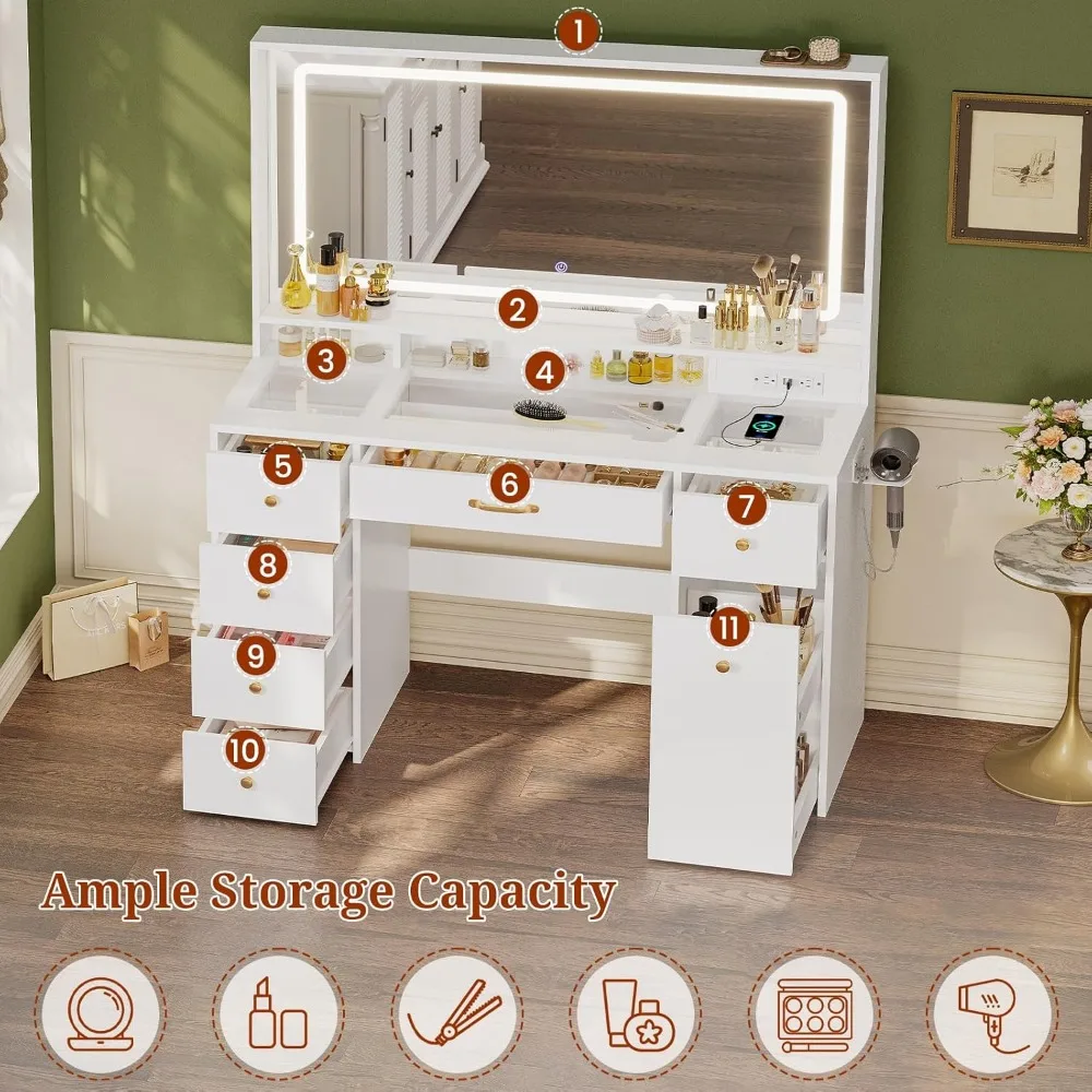 침실용 검은색 서랍장, 나무로 된 10단 서랍장, 빈티지 금속 손잡이가 있는 55.1인치 폭의 서랍장, 현대적인 서랍장