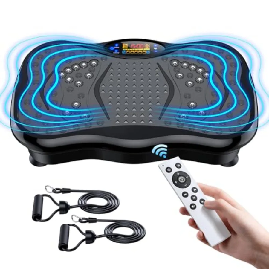 Vibration Plate Exercise Machine for lymphatic drainage and muscle recovery pure black ABS plastic multiple speeds with Bluetoo