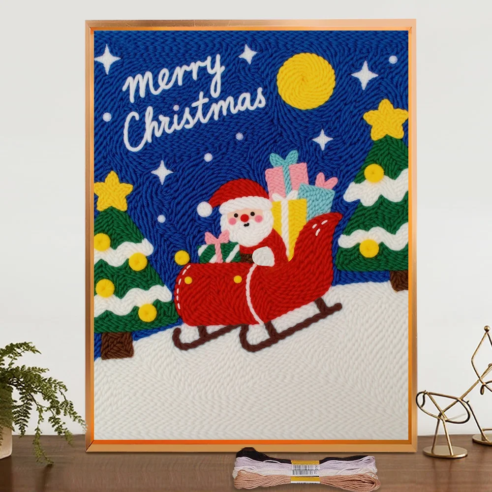 

Punch Needle Embroidery Starter Kits Cartoon Santa Claus Pattern For Adult Beginner Funny Christmas Gift Needle Craft Home Decor