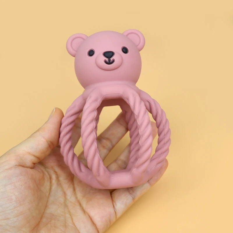 Food Grade1PC Silicone Rubber In The Shape Of A Soft And Cute Little Bear Can Relieve The Pain Of Teething Due To Its Warm Touch