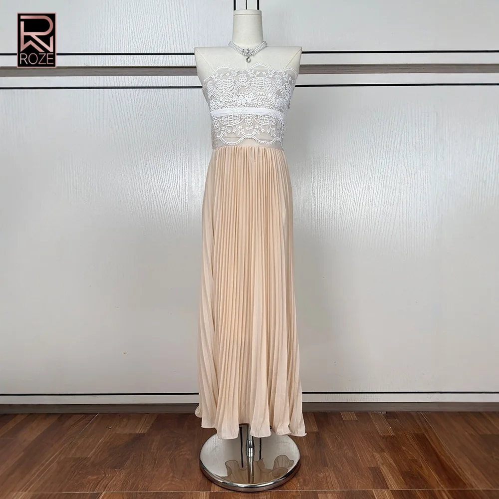 

Нежное и романтичное кружевное платье-бюстье с плиссированной юбкой, элегантное платье телесного цвета для свиданий, вечеринок и особых случаев