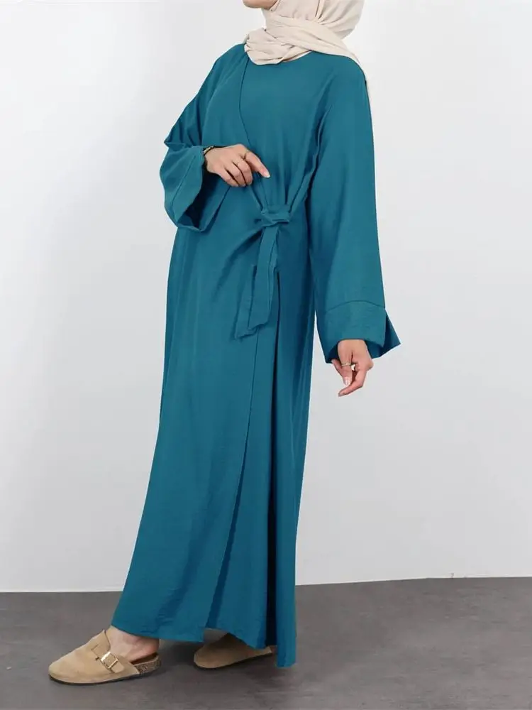 

Ramadan Eid Solid Dubai Modest Dress Abaya Islam Muslim Kaftan Abayas For Women Kebaya Robe Femme Musulmane Vestidos Para Mujer