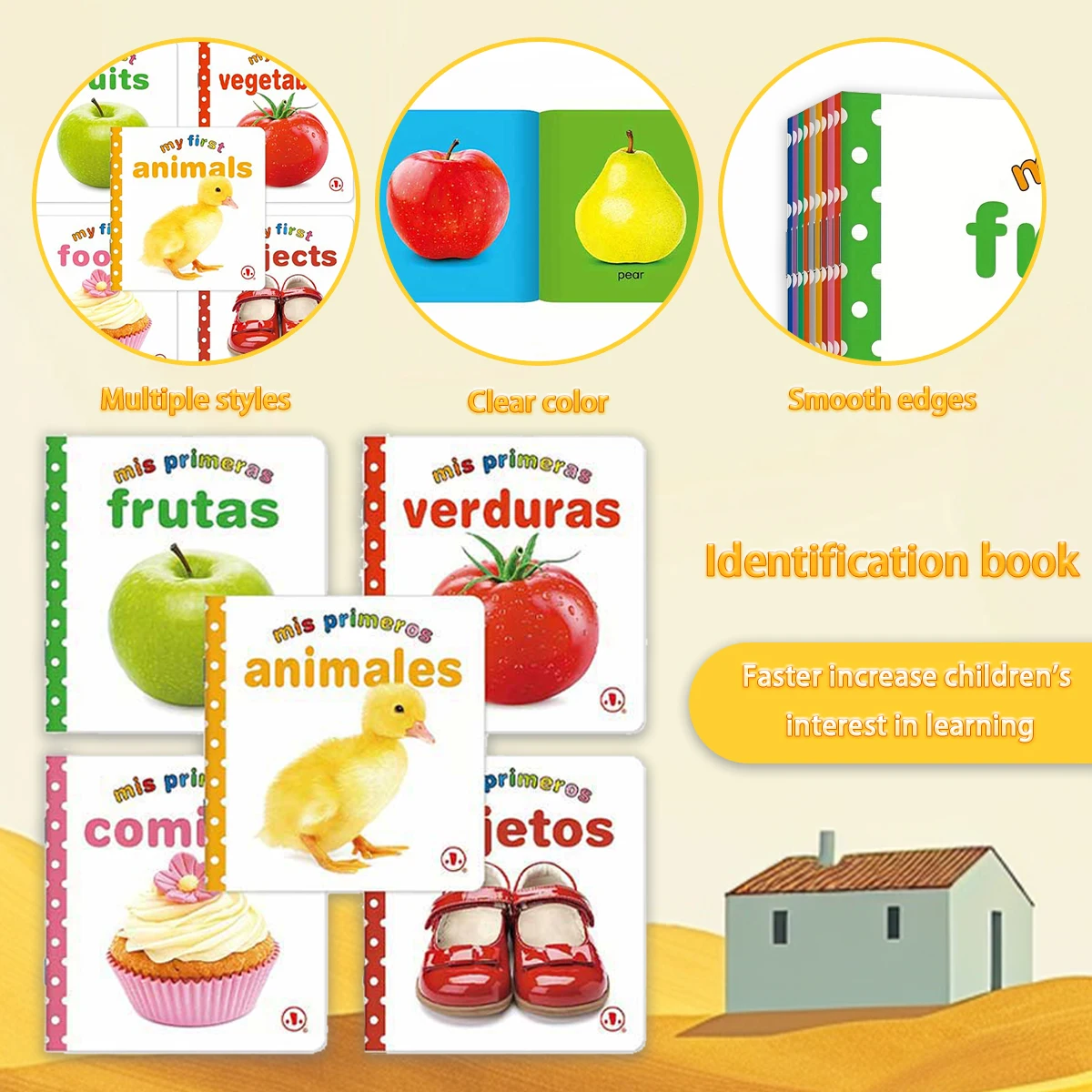 10Pcs Spanish Board Books for Toddlers  Early Learning Picture Book Kids Educational Enlightenment Books Age 1-4
