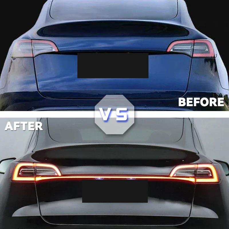 For Tesla Car Model Y 3 2019-2023 Through Taillight Dynamic Tail Rear Light Strip Upgrade And Modification Decoration