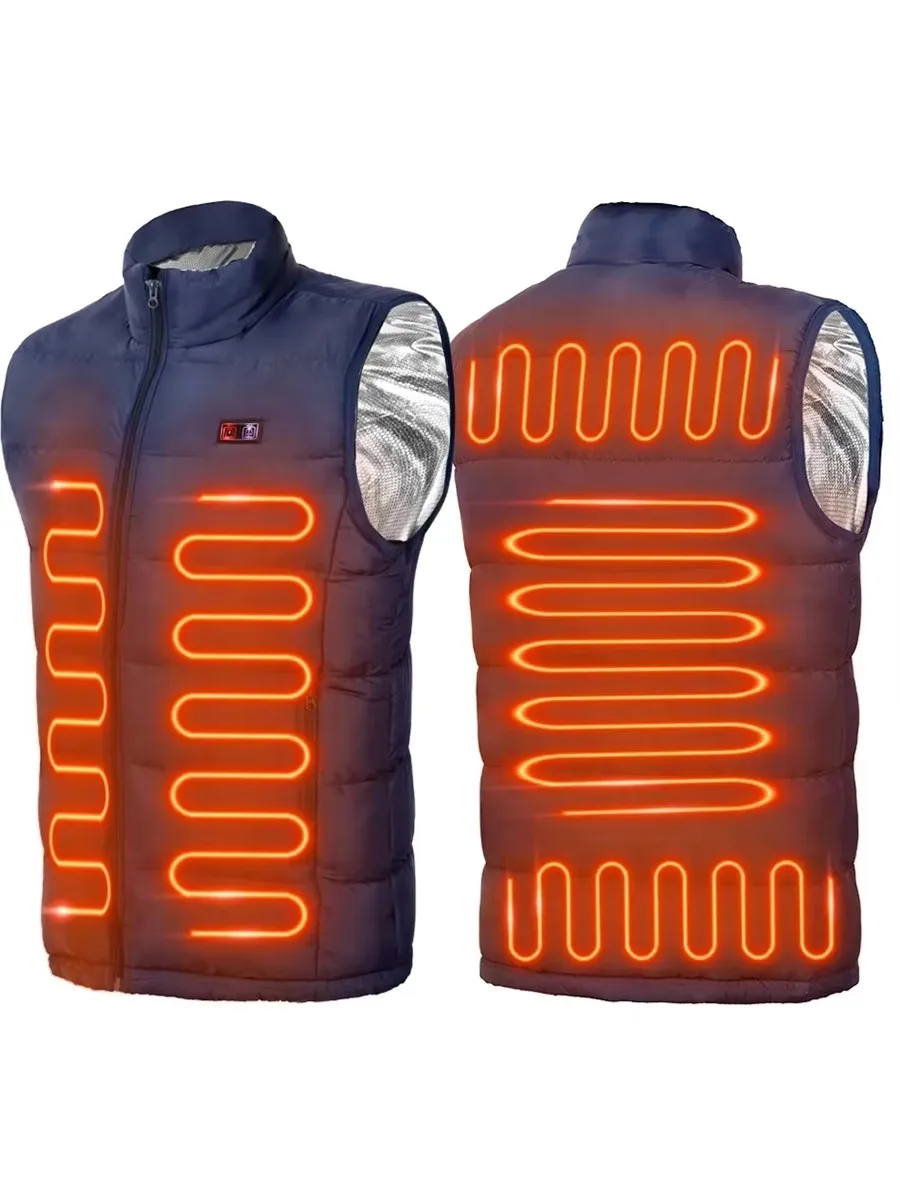 AliExpress NONE 9 Heated Vest Zones Electric Heated Jackets Men Women Sportswear Heated Coat Graphene Heat Coat USB Heating Jacket For Camping