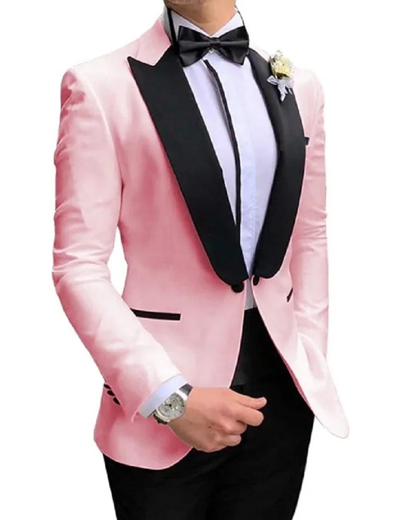 Sky Blue Men Suits Prom Tuxedos Groom Blazer Slim Fit Dinner Party Suit for Wedding Blazer+Pants+Bow