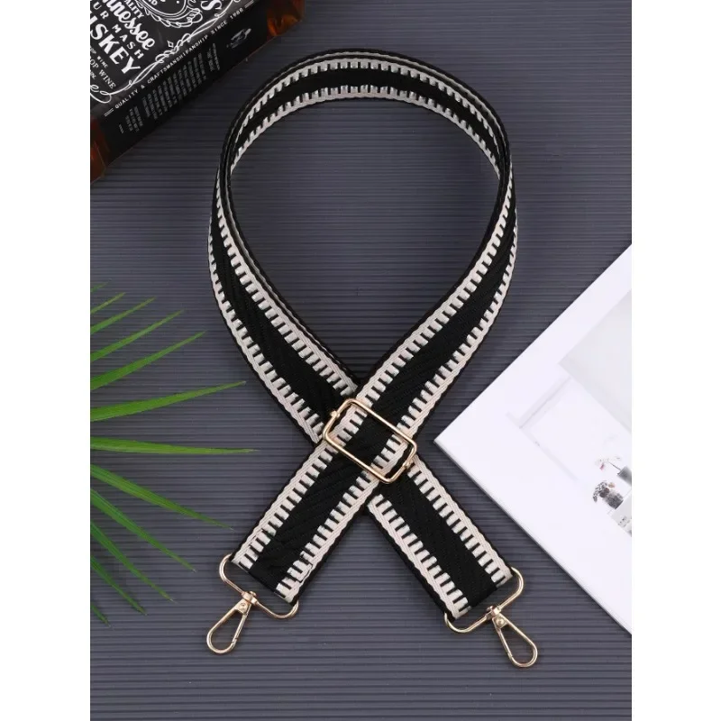 Nylon Shoulder Bag Strap Women\'s Black Handles stripe Adjustable Crossbody Handbag Replacement Wide Bag Belt Strap Accessories