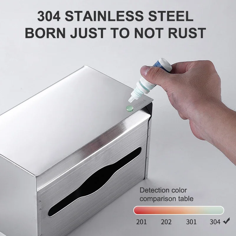 Stainless Steel Tissue Box with Cover Toilet Paper Holder Waterproof Desktop Paper Storage Organizer for Bathroom and Kitchen