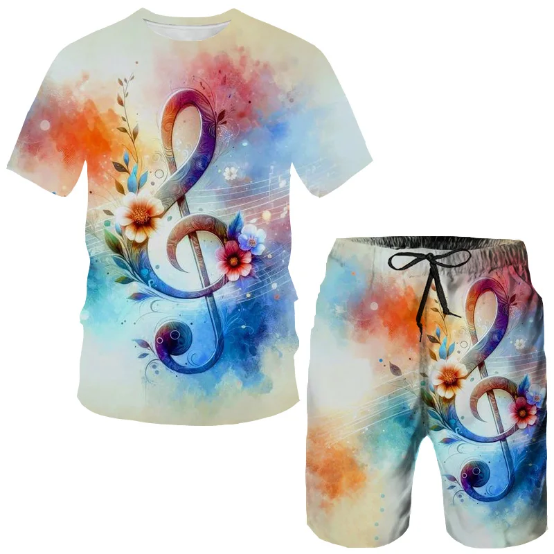 Fashion Musical Note 3D Print T-Shirts Shorts Sets Men's Tracksuits Oversized Short Sleeve T Shirt Pants Set Man Suits Clothing 5 Fashion Musical Note 3D Print T-Shirts Shorts Sets Men's Tracksuits Oversized Short Sleeve T Shirt Pants Set Man Suits Clothing 5