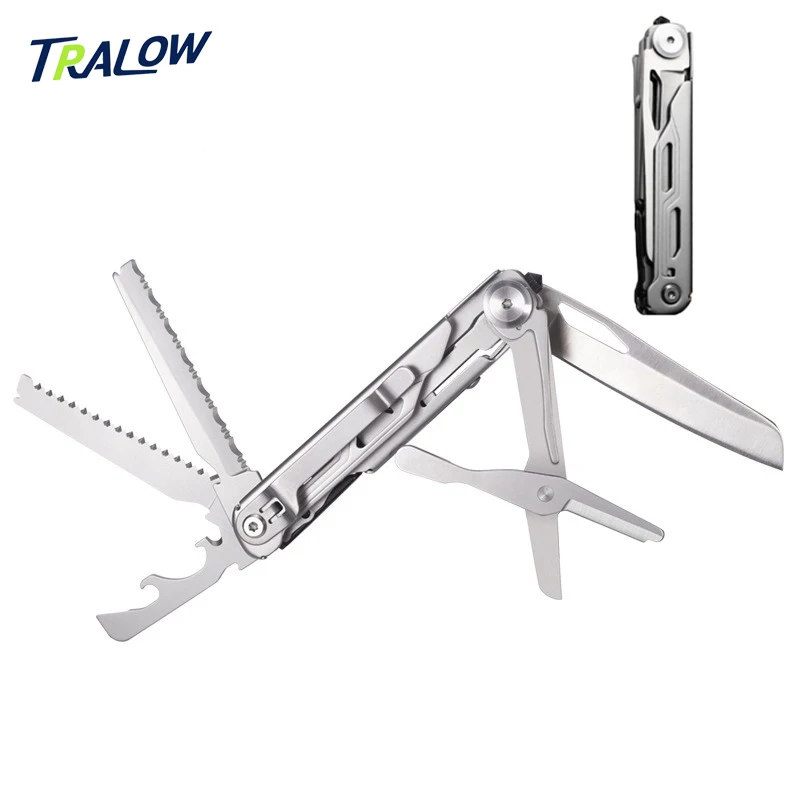 

TRALOW 8-In-1 Foldable Multifunctional Scissors Small Knife Bottle opener Glass hammer Portable For Camping Survival Outdoor