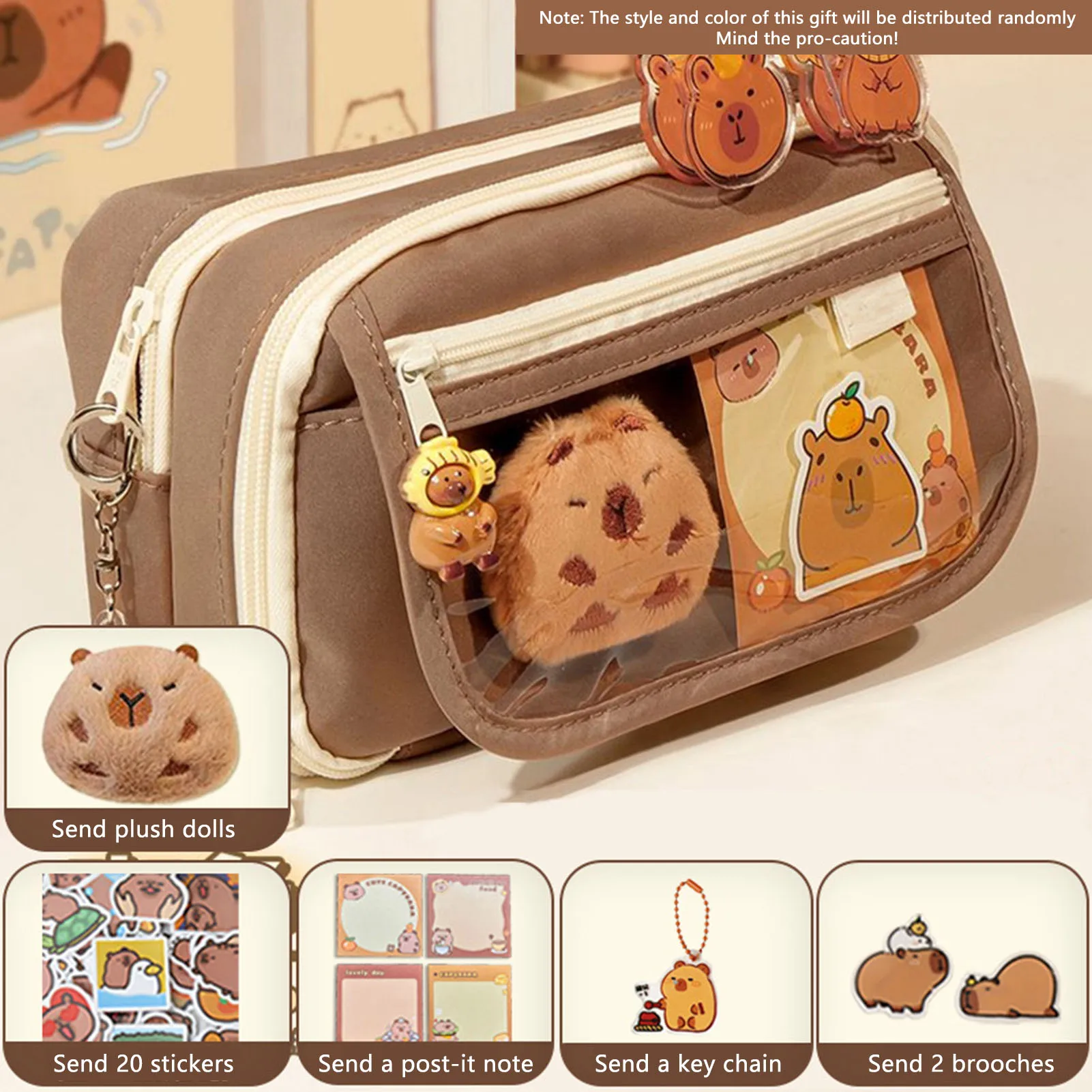 كابيبارا مقلمة Kawaii سعة كبيرة حقيبة القلم لطيف الحيوان عنصر حقيبة أقلام رصاص لمصطلح الطالب يبدأ اللوازم المدرسية 2025