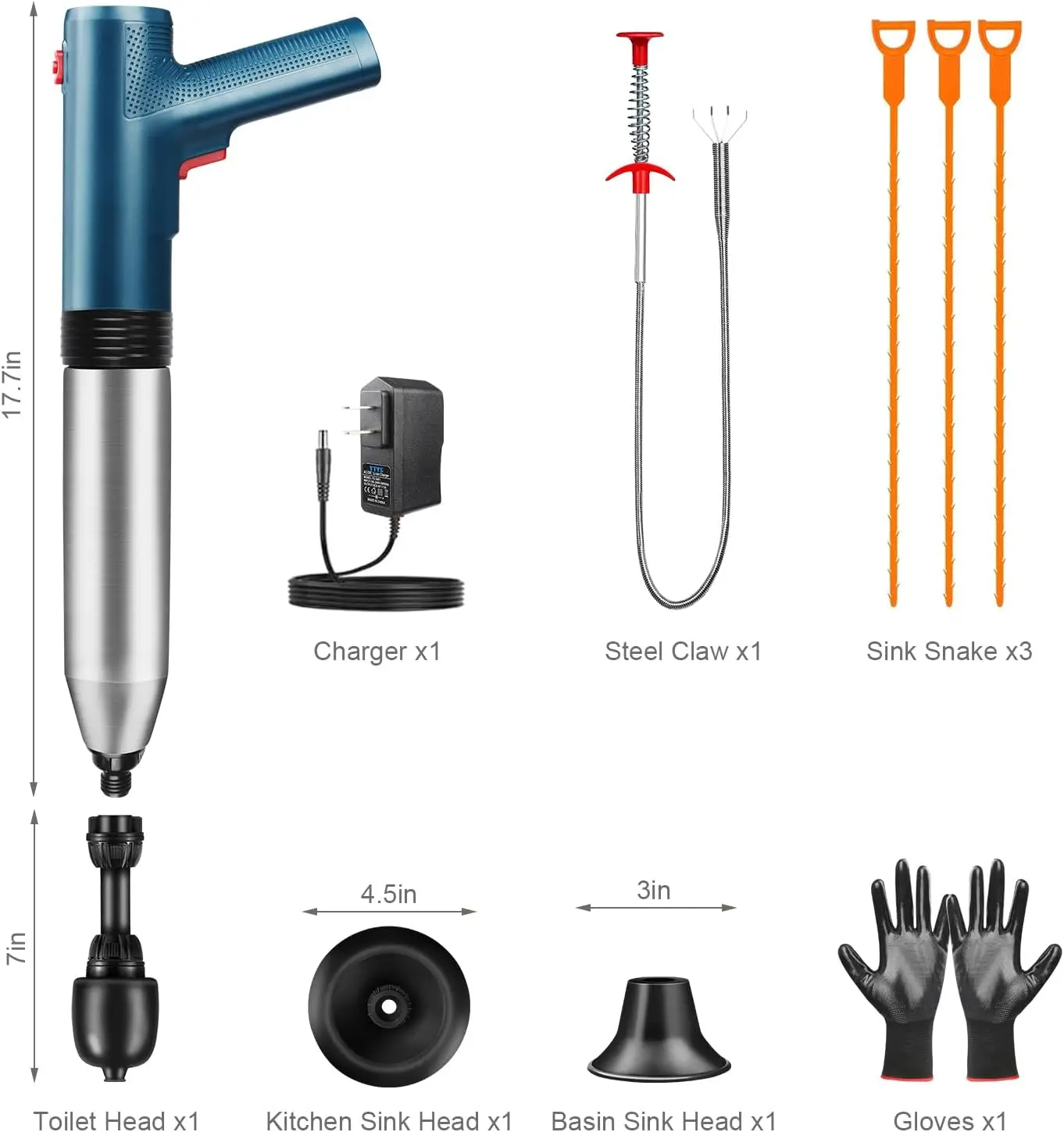 

High-Pressure Air Blaster for Clearing Clogs in Toilets, Bathtubs, and Floor Drains