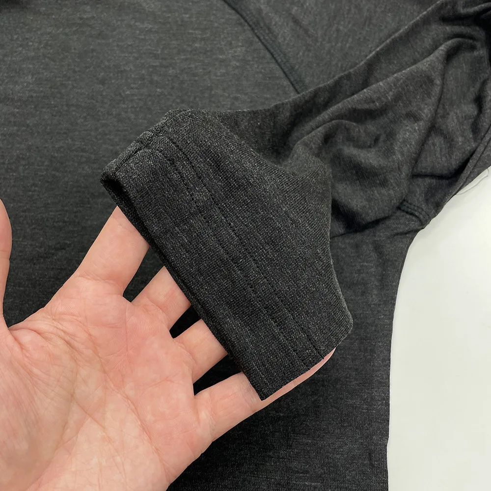 سريعة الجافة Yamatomichi Thinweght الصوف متماسكة طويلة الأكمام تي شيرت الرجال النساء أسود أزرق أخضر ملابس داخلية غير رسمية تي شيرت الملابس اليابان #6