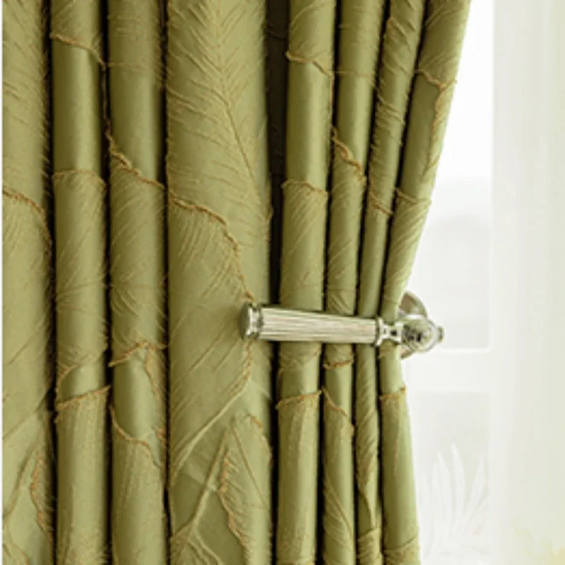 Retro American Cortinas for Living Dining Room Luxury Green High Shading Cortina French High-precision Jacquard Custom Curtains