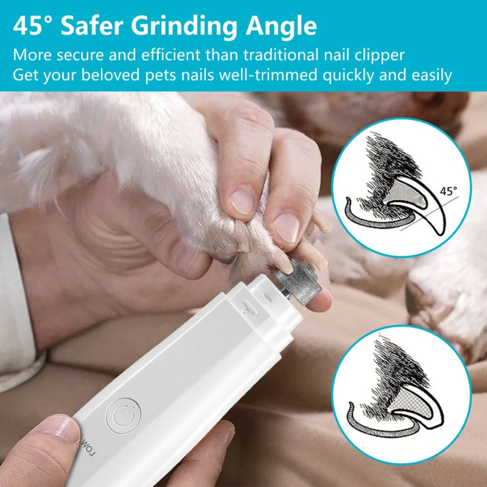 

Electric Pet Nail Grinder Nail Trimmer Clipper Creamy White USB Powered for Dog Cat Low Noise Efficient Grooming