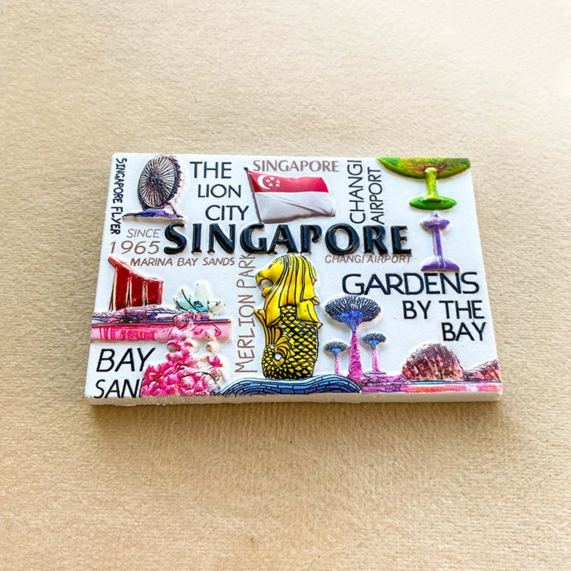 

Singapore cultural and creative tourism souvenirs 3D beauty merlion creative landmarks, refrigerator magnets, powerful magnets