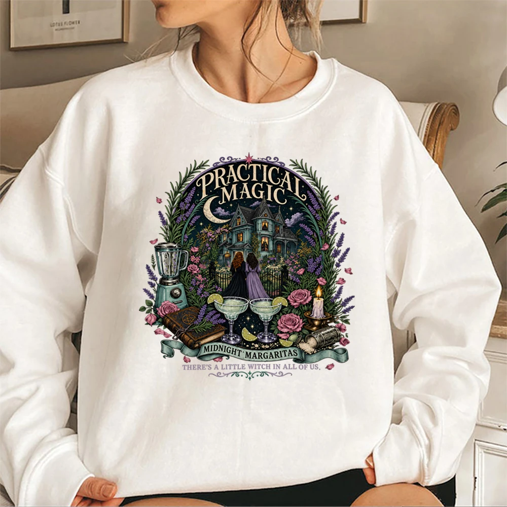 Practical Magic Midnight Margaritas Sweatshirt Witchy Halloween Spooky Season Pullover Gothic Punk Shirt Halloween Sweatshirts