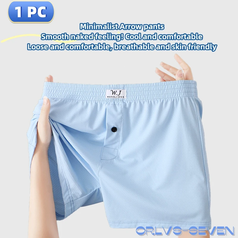 1 PC Mens Sexy Underwear Plus Size Ice Silk Home Shorts Middle Waist Briefs Underpants Breathable Panties Sleep Bottoms Knickers