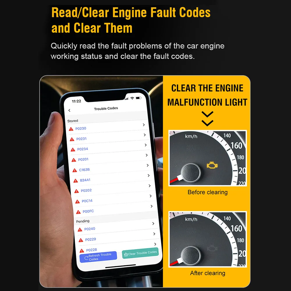 Membaca & menghapus kode kesalahan Bluetooth 4.0/2.0 OBD II pemindai untuk IOS Android PC OBD2 alat diagnostik kesalahan mobil pembaca kode V1.1