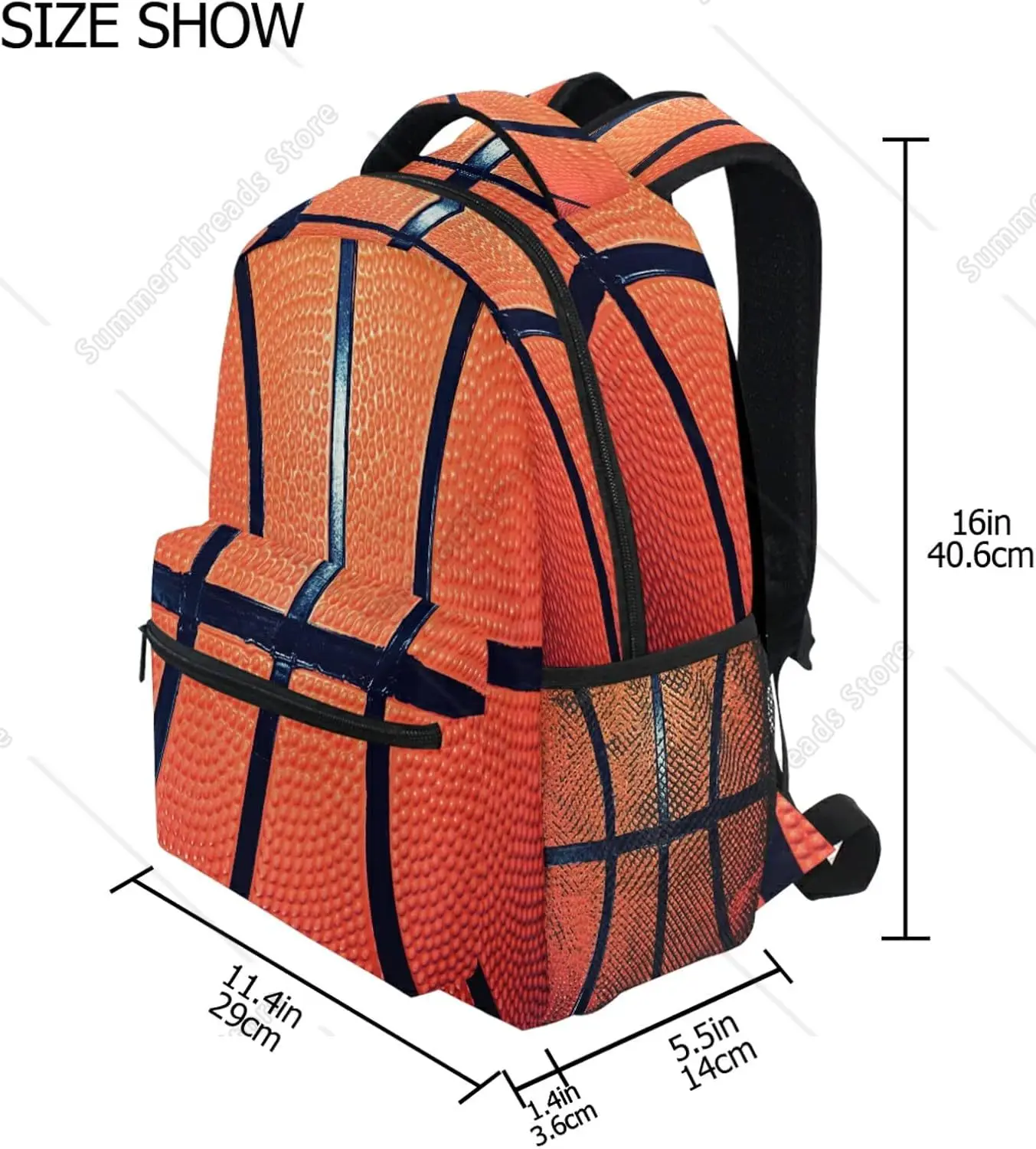 Sports Ball Basketball Texture Theme School Backpack For Teens Girls Kids Boys, Women Men Adult  Laptop Backpack Casual