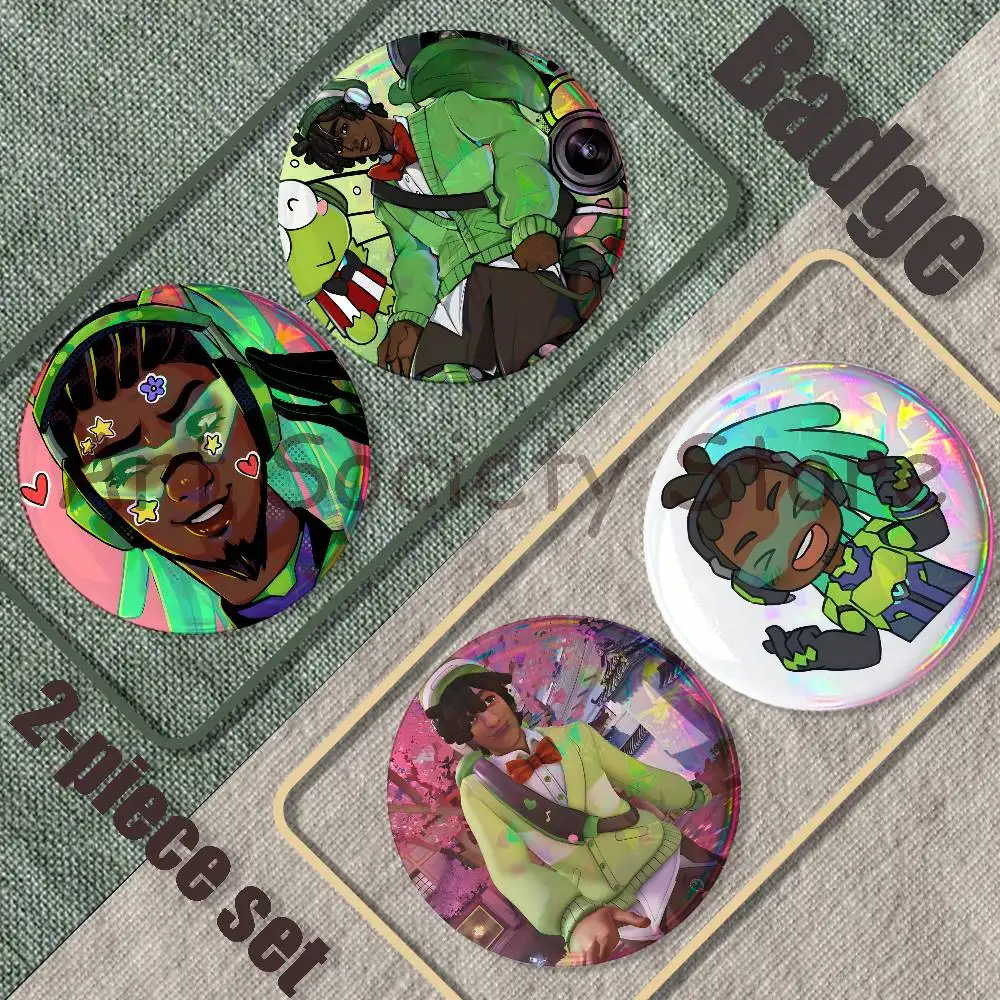 O-Overwatch L-Lucio 2-piece set Pins Backpack Clothes Jewelry Accessories Cartoon Round Brooch Button Badge Fans Collection Gift
