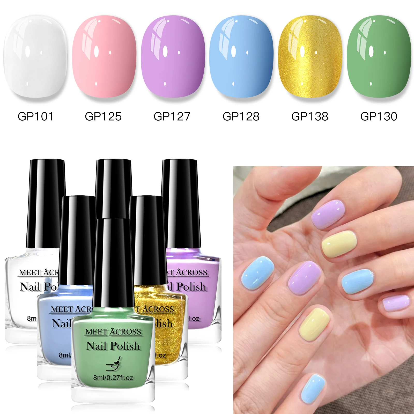 6pcs/set 8ml Water-Based Nail Polish Long Lasting Quick Drying No Need of Lamp to Cure Vernis for Nails Manicure Nail Supplies