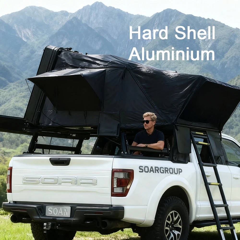 

Aluminum hard shell square double-layer polyester fiber roof tent is suitable for camping in cars, SUVs, and trucks