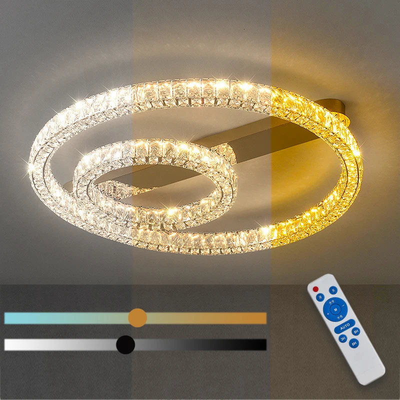 Kristall Decke Lampen Ringe Dimmbare Fernbedienung LED Decke Licht Innen Leuchte für Esszimmer/Bett/Wohnzimmer