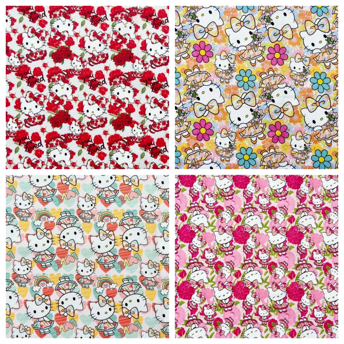 45x140cm Sanrio Hello Kitty 100 Cotton Fabric Cloth Sewing Quilting Fabrics For Patchwork Needlework Diy Handmade Accessories