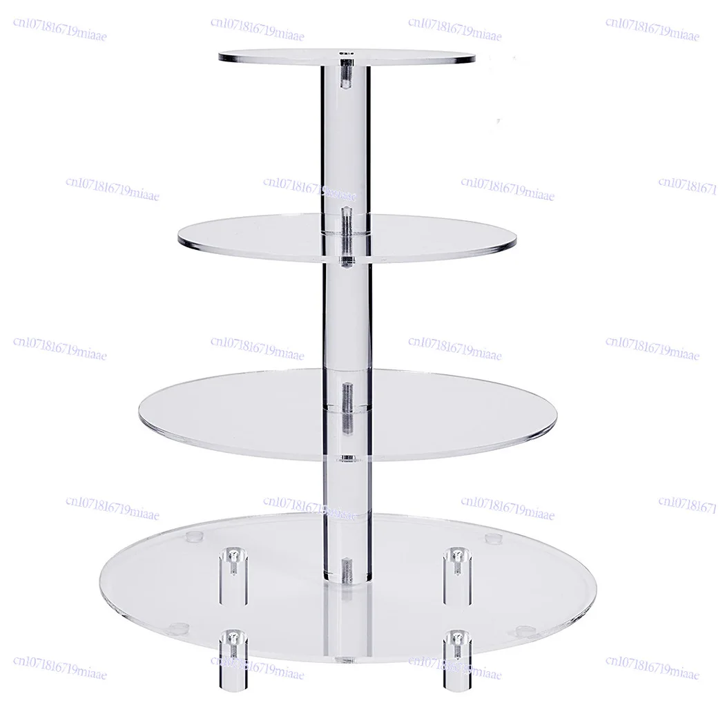 4-Layer Clear Acrylic Round Cupcake Rack with Bracket, Tea Party Candy Party Removable Cake Rack