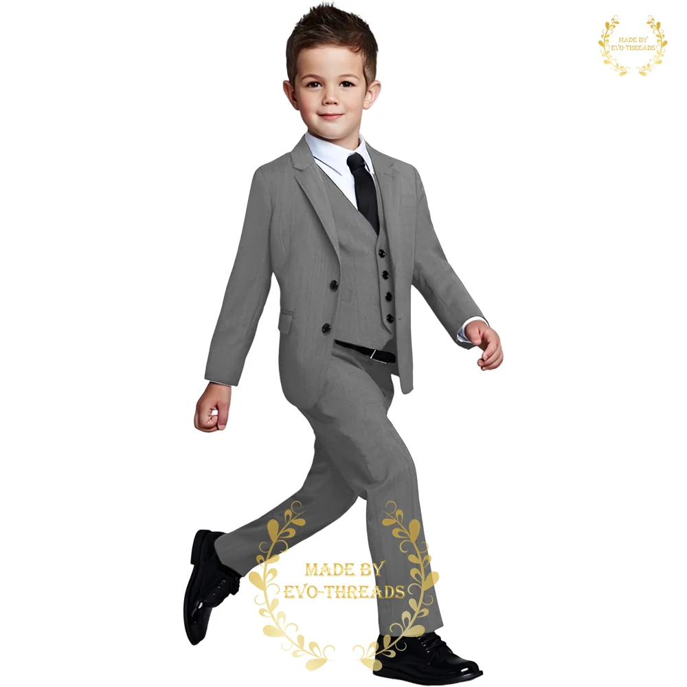 

Classic Boys formal suit 3 piece set notch lapel blazer vest pants for wedding cocktail party custom kids pupil tuxedo uniforms