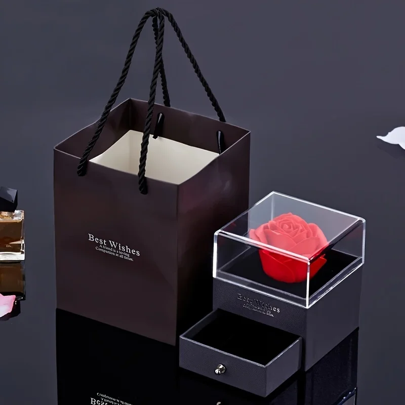 I Love You Zircon Pendant Necklace With Rose Gift Box For Girlfriend Birthday Christmas Romantic Gift 2024 New Fashion Jewelry