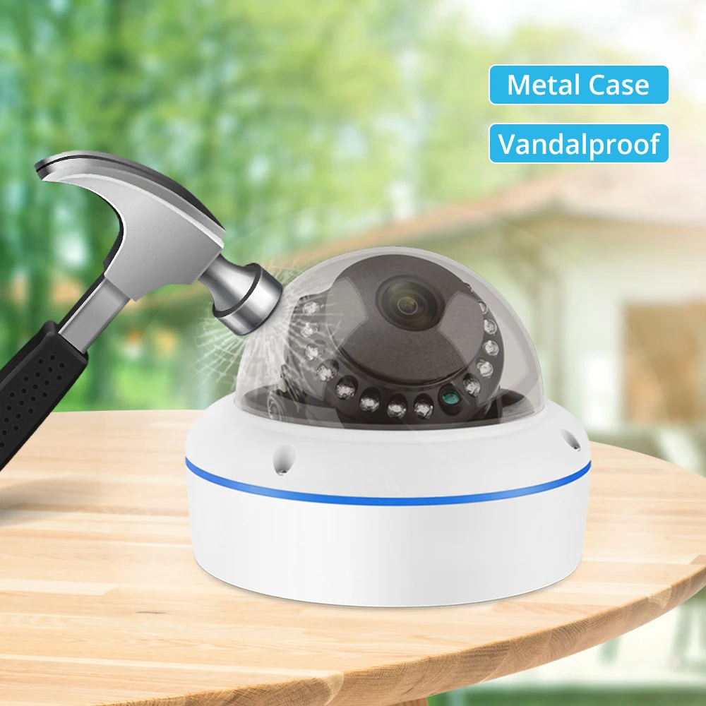 MISECU-Caméra de surveillance intérieure IP POE HD 5MP/4MP, dispositif de sécurité domestique, avec microphone, en métal, push mail, P2P