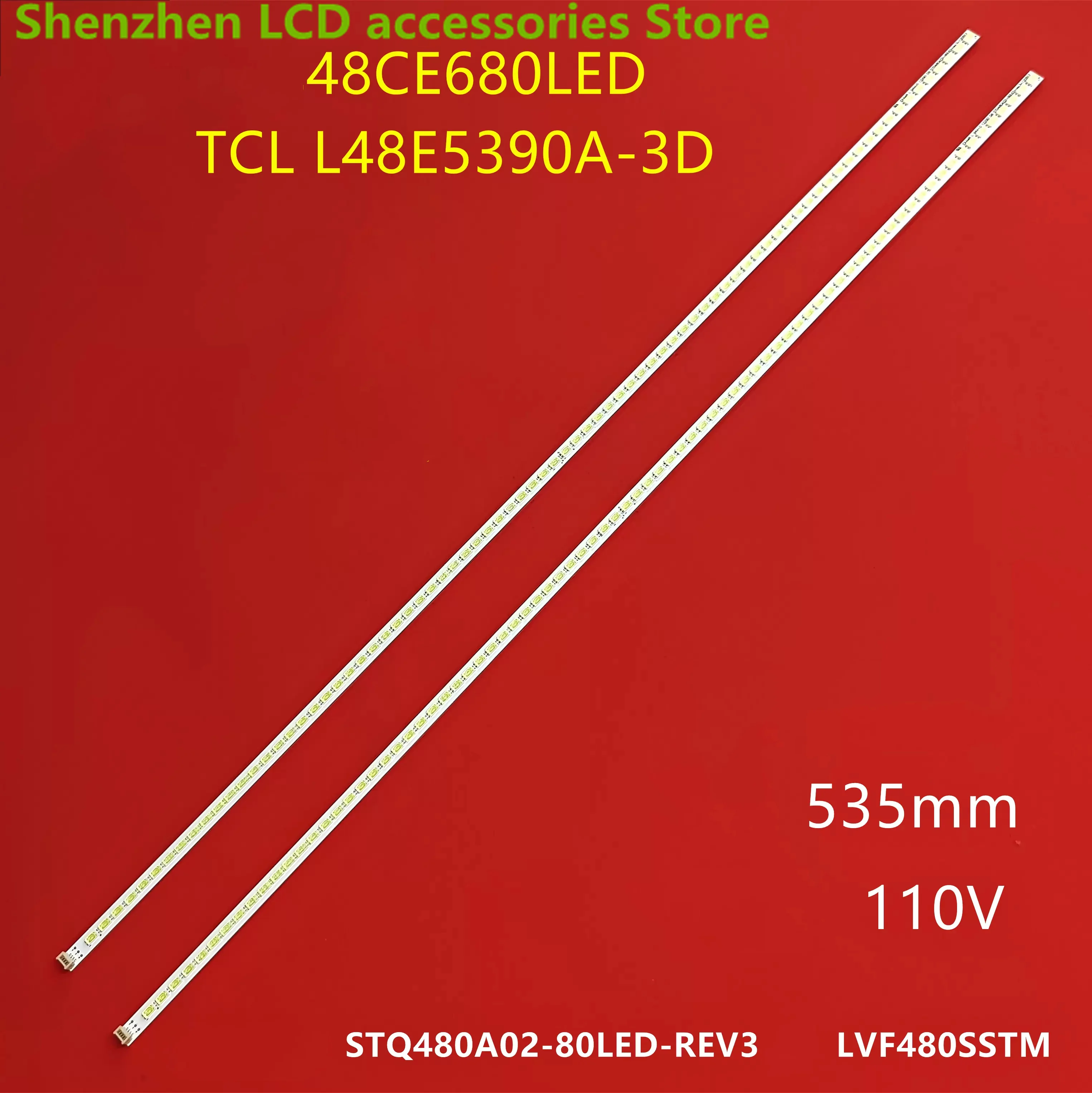 ใช้ได้กับซันโย48CE68 0 TCL L48E5390A-3D แถบไฟ LED STQ480A02-80LED-REV แสงไฟ3ทีวีจอแอลซีดีขนาด535มม.