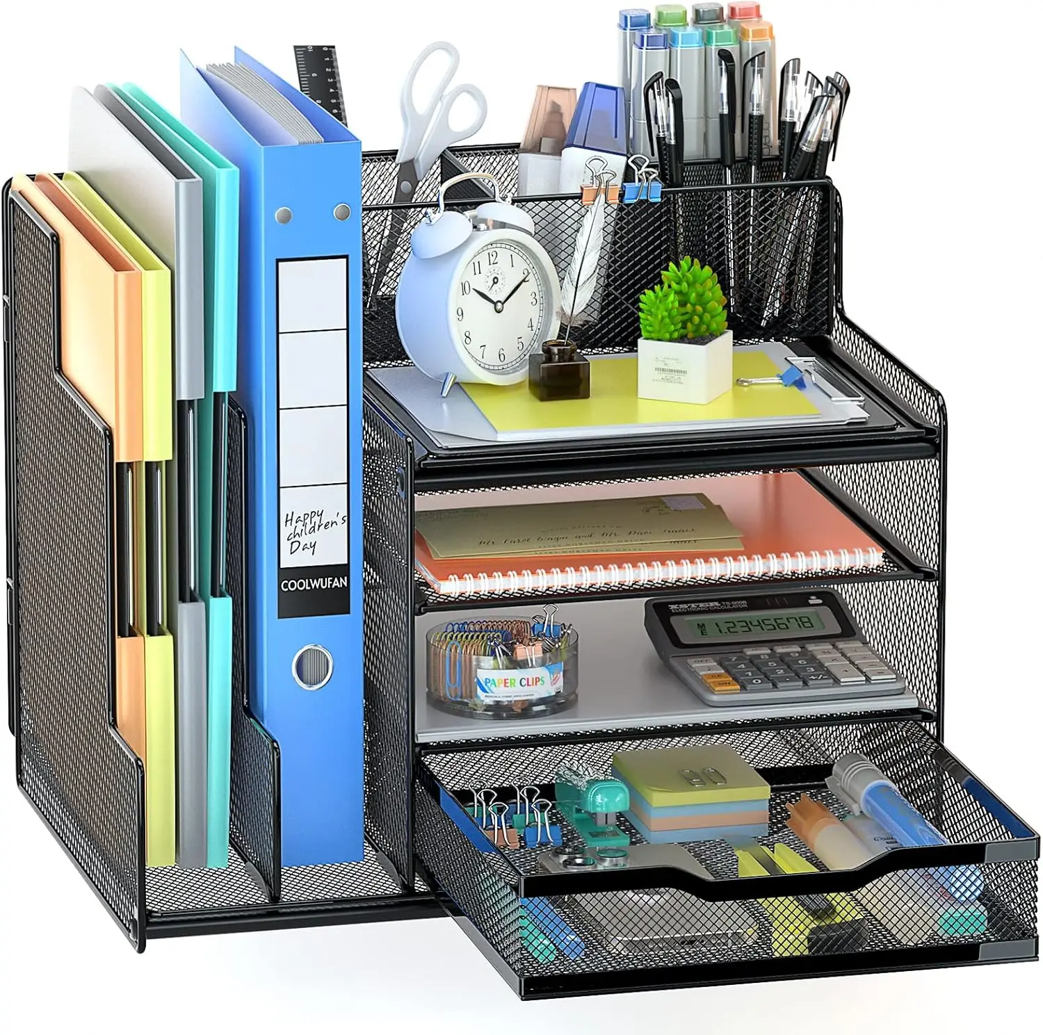 Desk Organizer,Office Supplies Desk Organizers and Accessories with Sliding Drawers & Pen Holder,Desk File Organizer and Storage