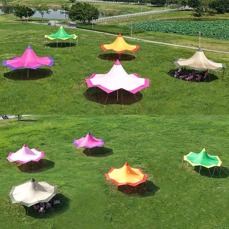 

Canopy big straw hat tent outdoor wild luxury camping base awning Color blocking tent