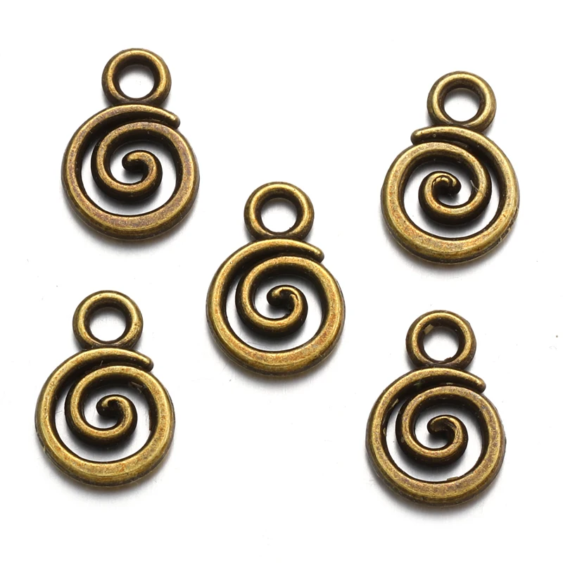 40 pz 6 Colori Swirl Charms Pendenti In Lega di Metallo Per Accessori Gioielli Fatti A Mano FAI DA TE Che Fanno 8*11mm B206