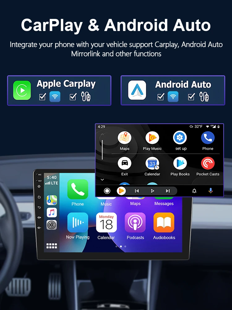 Podofo 4G CarPlay راديو أندرويد لفورد Ecosport 2013-2017 سيارة مشغل وسائط متعددة 2din نظام تحديد المواقع سيارة ستيريو رئيس وحدة IPS Autoradio #3