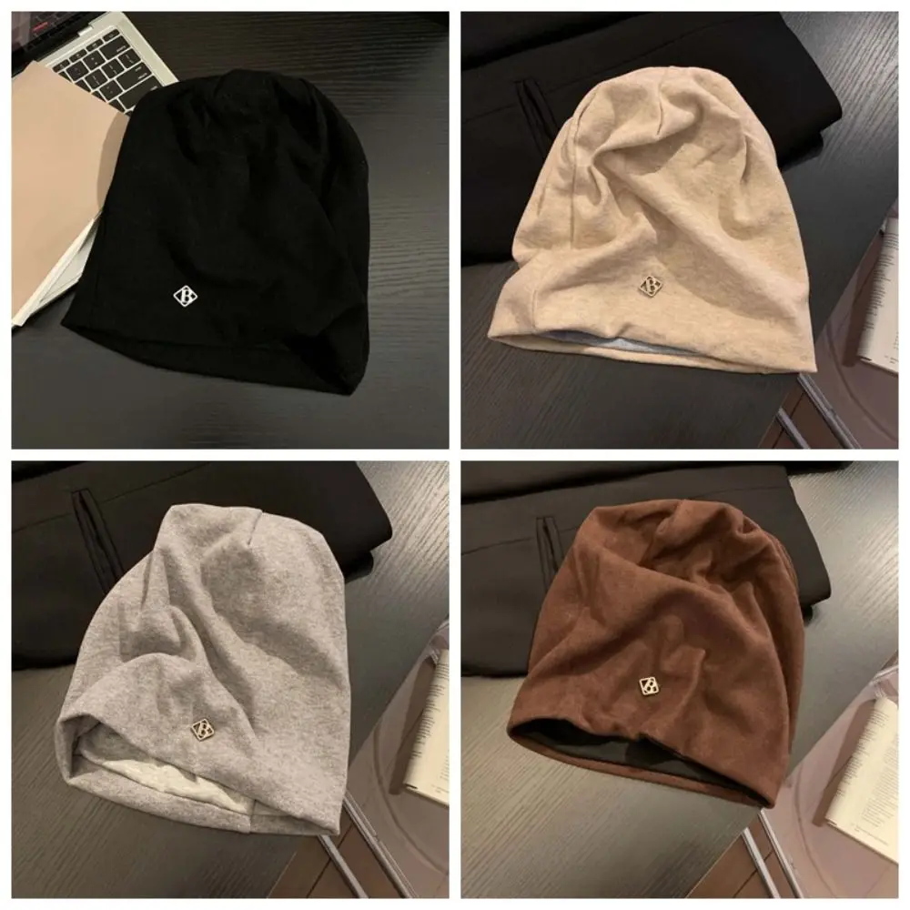 Elastische, locker sitzende Beanie-Mütze, atmungsaktiv, verdickt, warm, für kalte Tage, einfarbig, dehnbar, Baggy Skullies Bonnet für Camping – Detail 2
