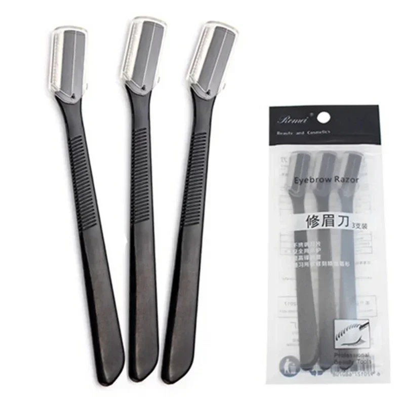 3 Pcs Eyebrow Trimmer Face Razor Eyebrow Portable Blades Shaver Knife Hair Remover Set Makeup Eyebrow Profiler Tools