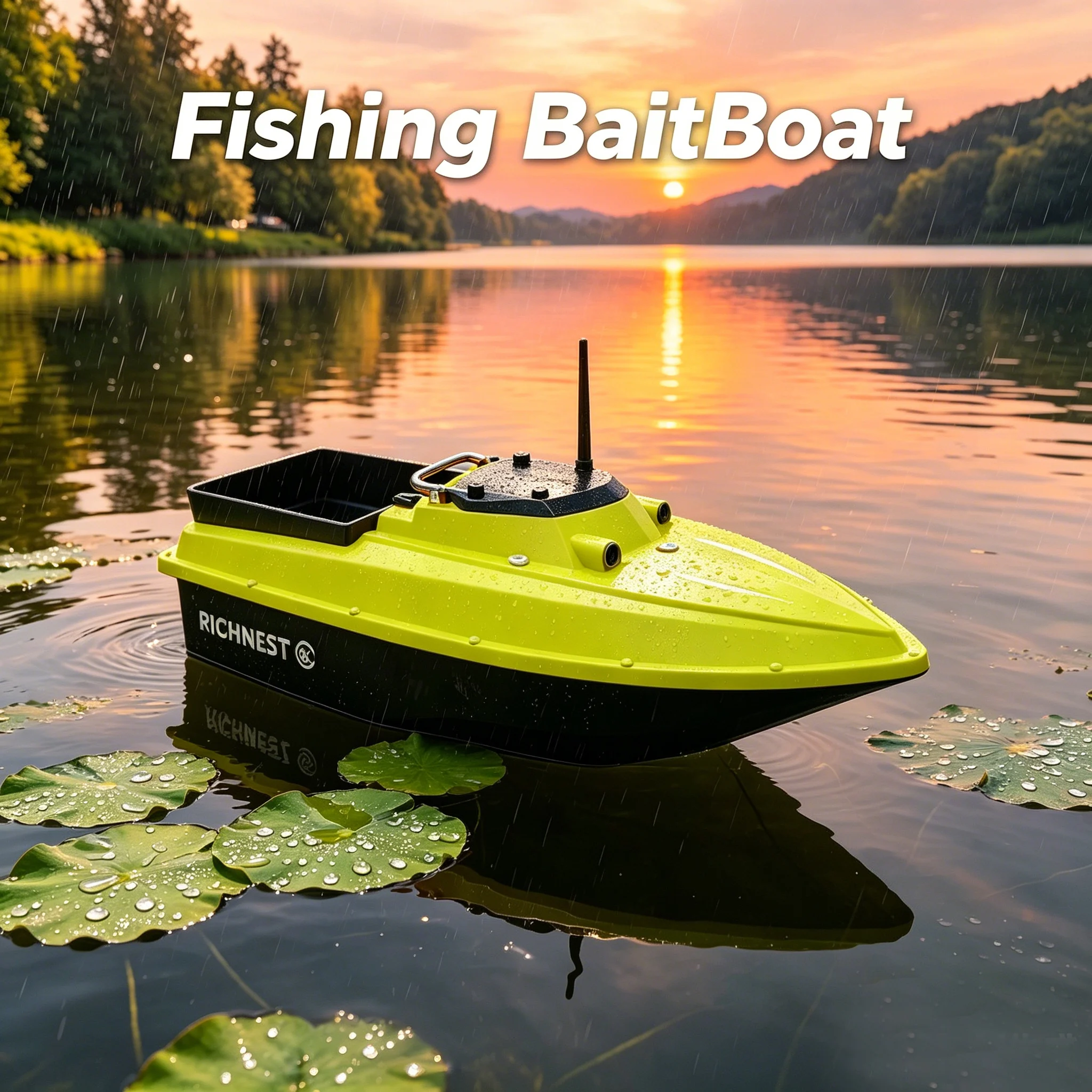 High Power RC Fishing Bait Boat 12V 500M Remote GPS 3KG Capacity Drag Net Night Light 30 GPS Points Wave Resistant