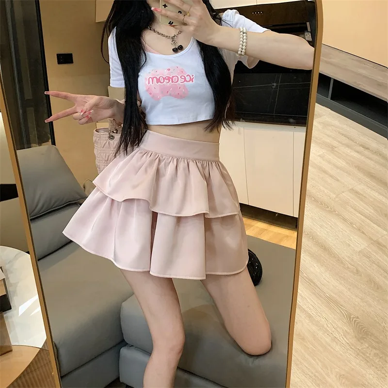 Spring and Summer New Women Skirt Sweet High Waist Pleated Mini Skirt Students Versatile Thin A-line Y2k Skirt Female