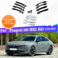 LHD Car Door Handle Covers Trim For Peugeot 508 MK2 R83 2019 2020 2021 2022 2023 Style Sticker Gadget Protector Car Accessories