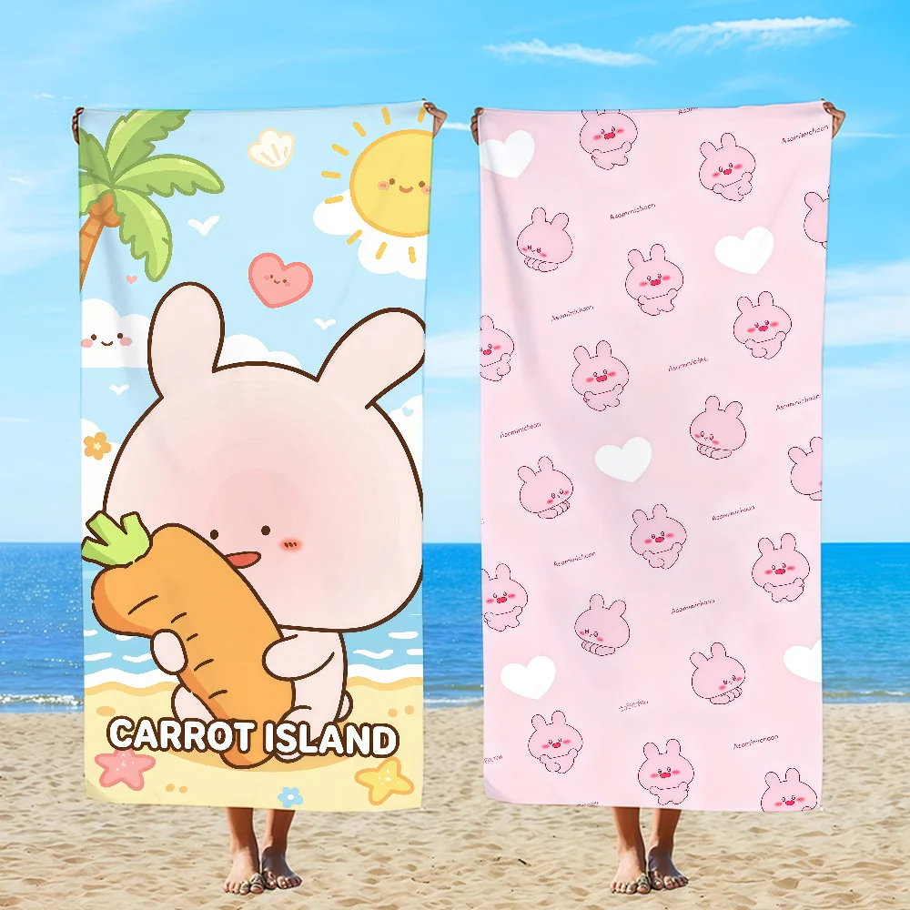 A-Asamimichaans Cartoon Asleep Cute Towel Textile Bathrobe Beach Quick-Drying Lightweight Portable Camping Swim Pool Travel