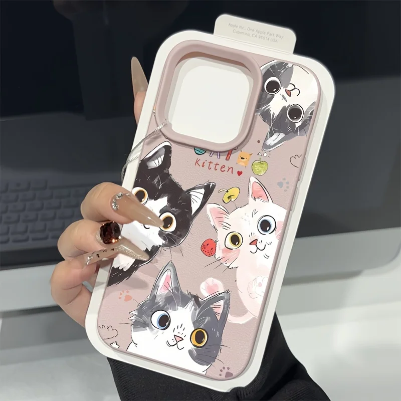 Cute Cat Pattern Lichee leather pattern Phone Case For Samsung A57 A36 A26 A07 A55 A35 A16 A06 A54 A34 A25 A24 A15 A14 A05 4G 5G